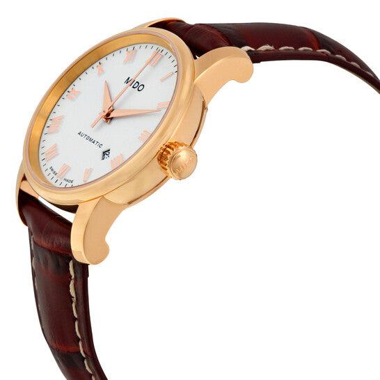 Mido Baroncelli III Automatic White Dial Brown Leather Strap Watch For Women - M7600.3.26.8 Buy Now By Mido