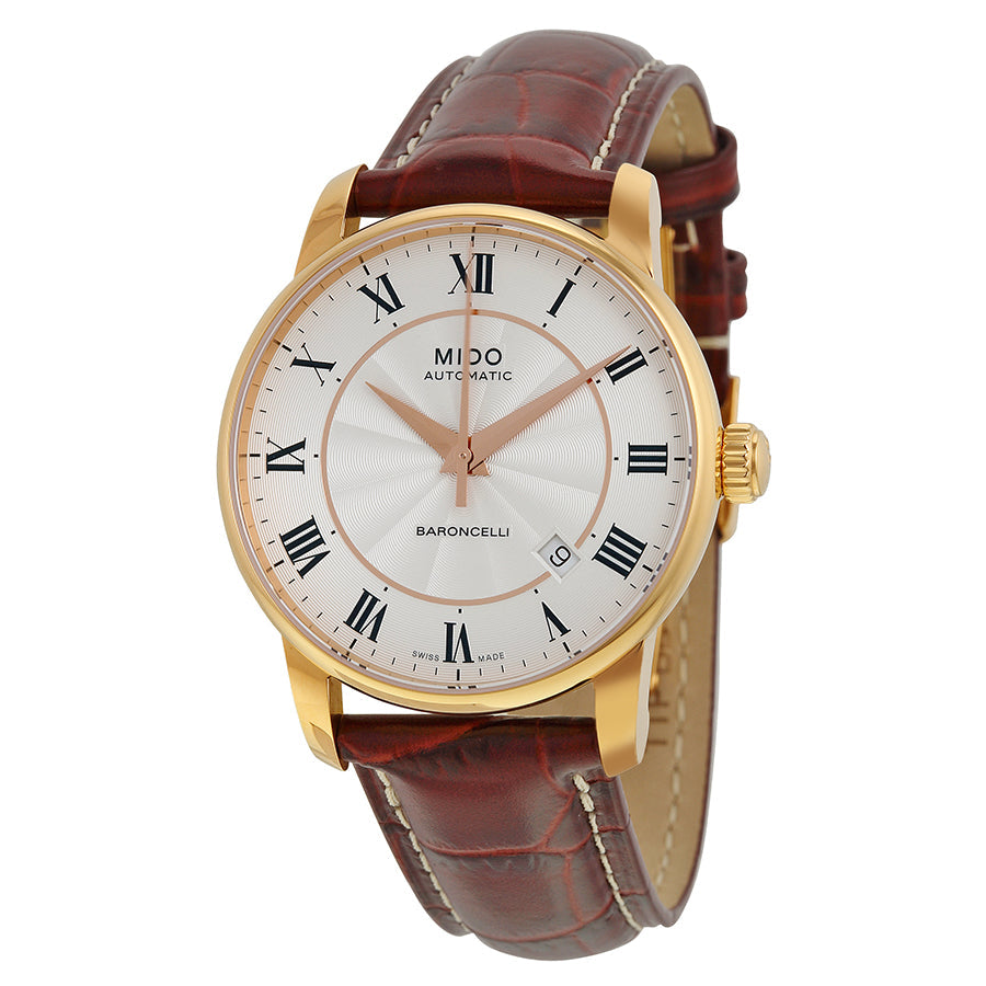 Mido Baroncelli III Automatic Silver Dial Brown Leather Strap Watch For Men - M8600.2.21.8 Buy Now By Mido