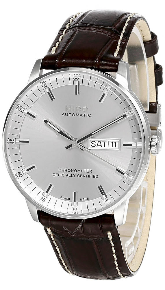 Mido Comander II Automatic Chronometer Silver Dial Black Leather Strap Watch For Men - M021.431.16.031.00 Buy Now By Mido