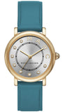 Marc Jacobs Roxy Silver Dial Green Leather Strap Watch for Women - MJ1633
