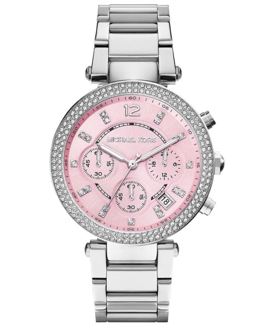 Michael Kors Parker Chronograph Pink Dial Silver Steel Strap Watch For Women - MK6105 Buy Now By Michael Kors