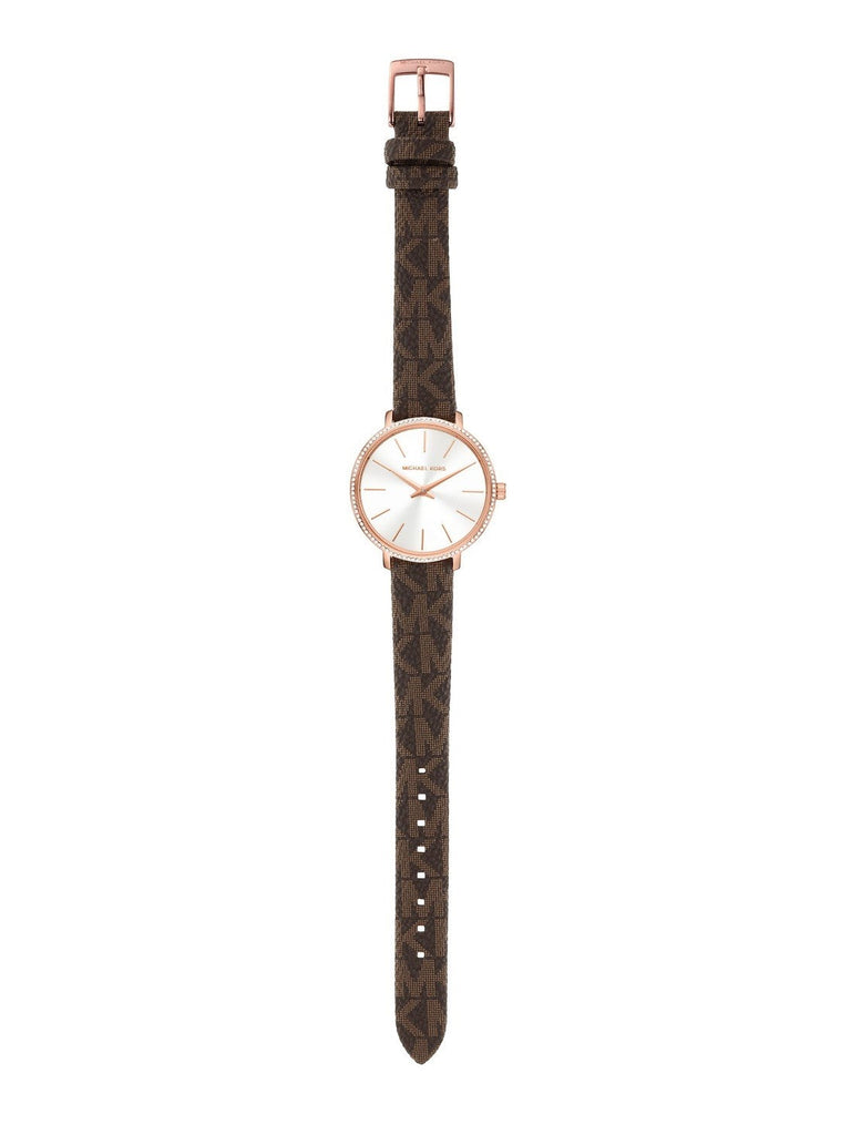Michael Kors Pyper Quartz Silver Dial Brown Leather Strap Watch for Women - MK1036 Buy Now By Michael Kors