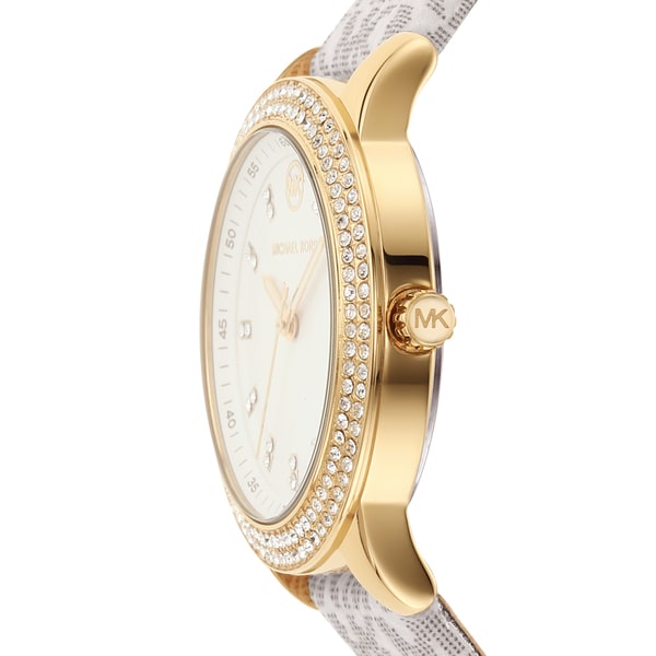 Michael Kors Tibby Analog Silver Dial White Leather Strap Watch for Women - MK1049 Buy Now By Michael Kors