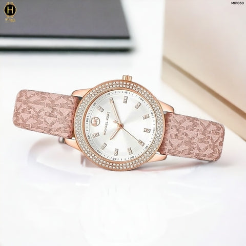 Michael Kors Tibby Silver Dial Pink Leather Strap Watch for Women - MK1050 Buy Now By Michael Kors