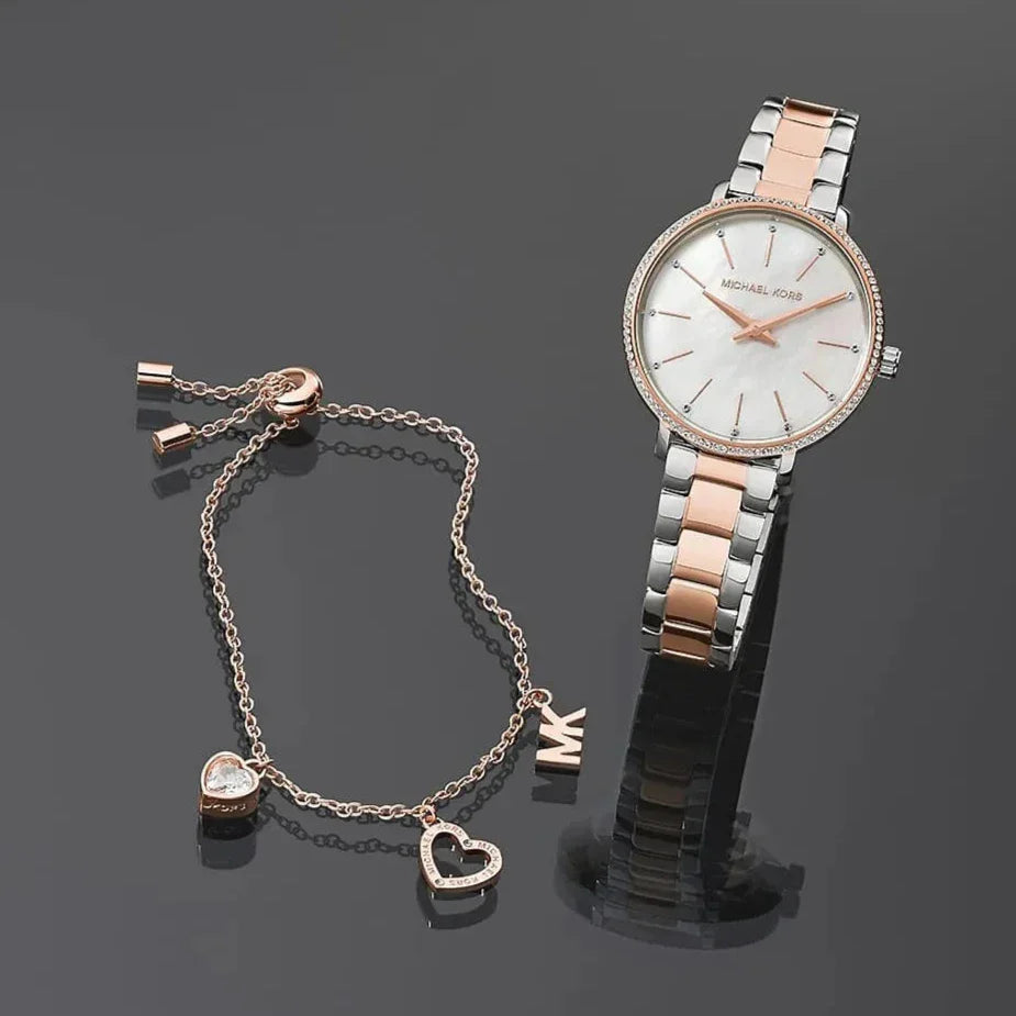 Michael Kors Pyper Quartz Mother of Pearl White Dial Two Tone Steel Strap Watch For Women - MK1066 Buy Now By Michael Kors