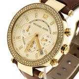 Michael Kors Parker Champagne Gold Dial Brown Leather Strap Watch for Women - MK2249 Buy Now By Michael Kors