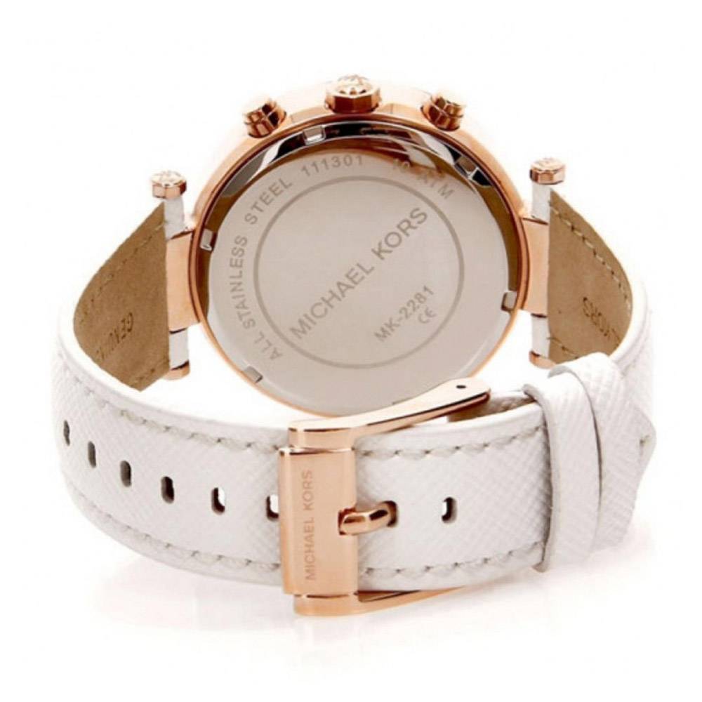 Michael Kors Parker White Diamonds Dial White Leather Strap Watch for Women - MK2281 Buy Now By Michael Kors