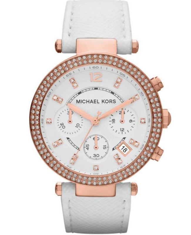 Michael Kors Parker White Diamonds Dial White Leather Strap Watch for Women - MK2281 Buy Now By Michael Kors