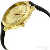Michael Kors Slim Runway Quartz Gold Dial Black Leather Strap Watch For Women - MK2392 Buy Now By Michael Kors