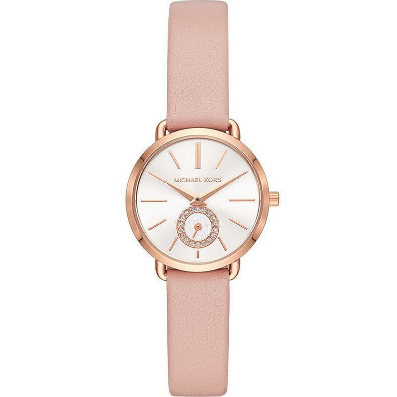 Michael Kors Petite Portia Silver Dial Pink Rubber Strap Watch For Women - MK2735 Buy Now By Michael Kors