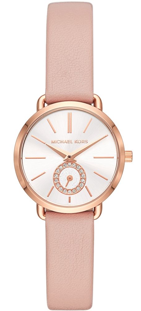 Michael Kors Petite Portia Silver Dial Pink Rubber Strap Watch For Women - MK2735 Buy Now By Michael Kors