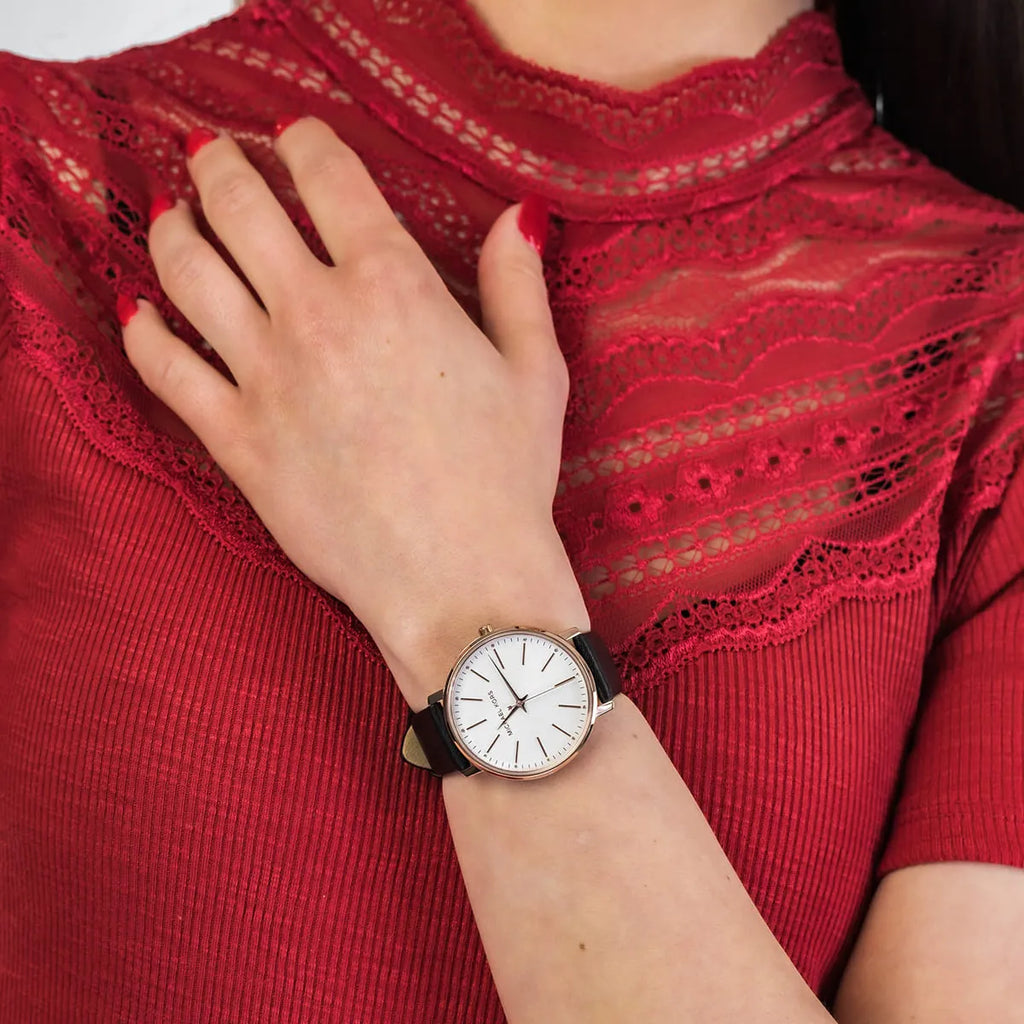 Michael Kors Pyper Quartz White Dial Black Leather Strap Watch For Women - MK2834 Buy Now By Michael Kors