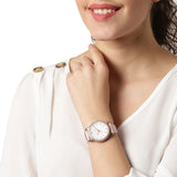 Michael Kors Layton Three-Hand White Dial Pink Leather Strap Watch for Women - MK2909 Buy Now By Michael Kors