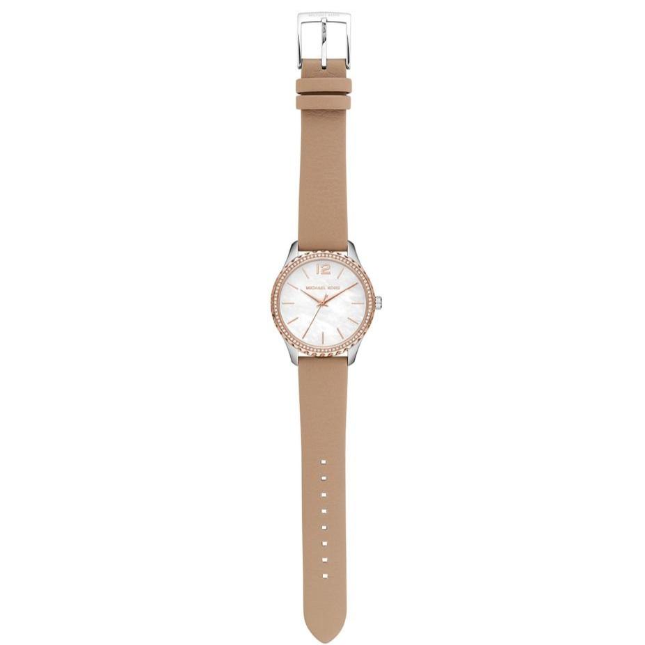 Michael Kors Layton Mother of Pearl White Dial Brown Leather Strap Watch For Women - MK2910 Buy Now By Michael Kors