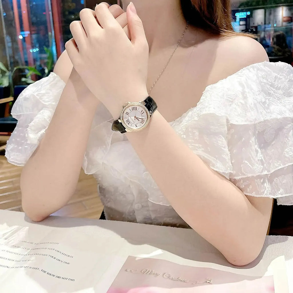 Michael Kors Camille Three-Hand Crystals White Dial Black Leather Strap Watch for Women - MK2962 Buy Now By Michael Kors