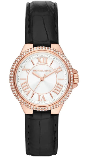 Michael Kors Camille Three-Hand Crystals White Dial Black Leather Strap Watch for Women - MK2962 Buy Now By Michael Kors