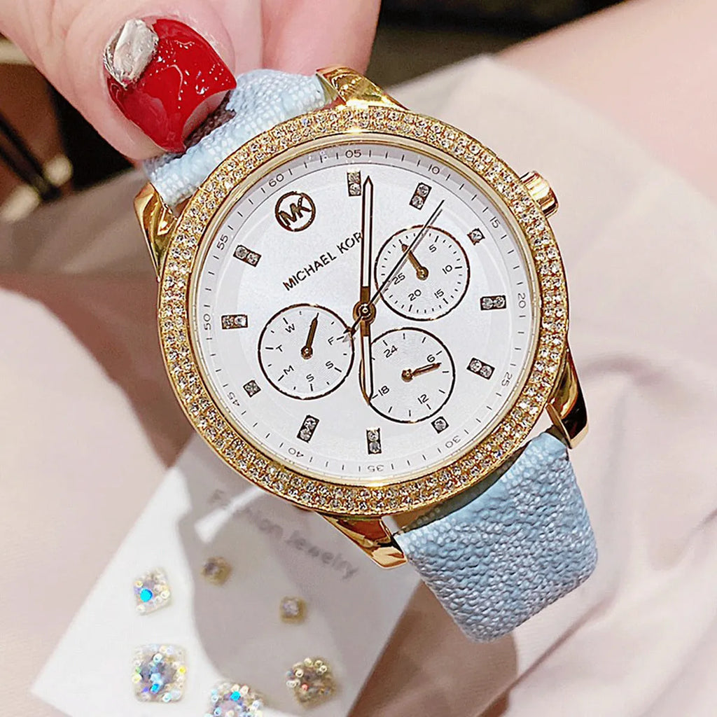 Michael Kors Tibby Multifunction White Dial Blue Leather Strap Watch For Women - MK2965 Buy Now By Michael Kors