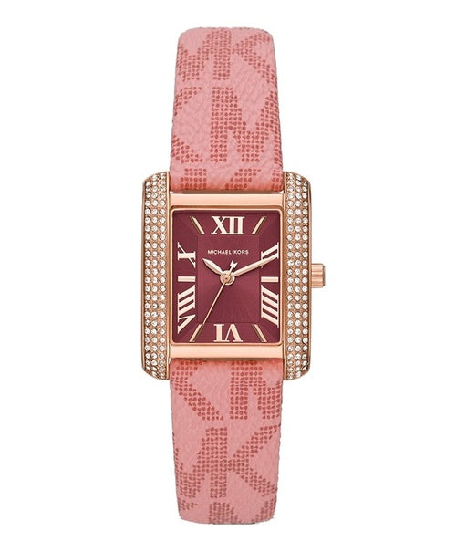 Michael Kors Emery Quartz Diamonds Red Dial Pink Leather Strap Watch For Women - MK2966 Buy Now By Michael Kors