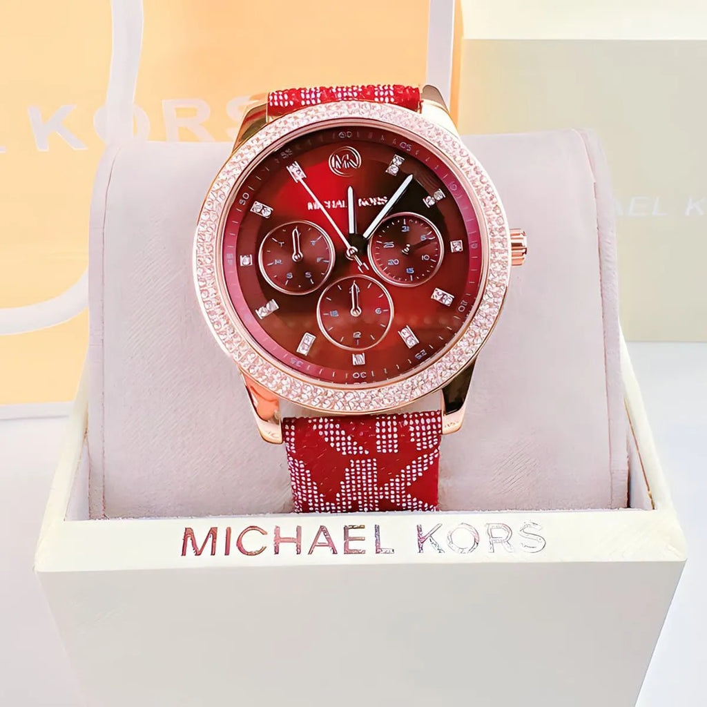 Michael Kors Tibby Multifunction Red Dial Red Leather Strap Watch For Women - MK2967 Buy Now By Michael Kors