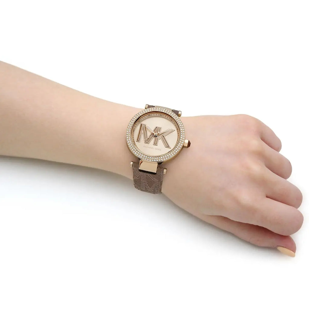 Michael Kors Parker Three Hand Gold Dial Brown Leather Strap Watch For Women - MK2973 Buy Now By Michael Kors