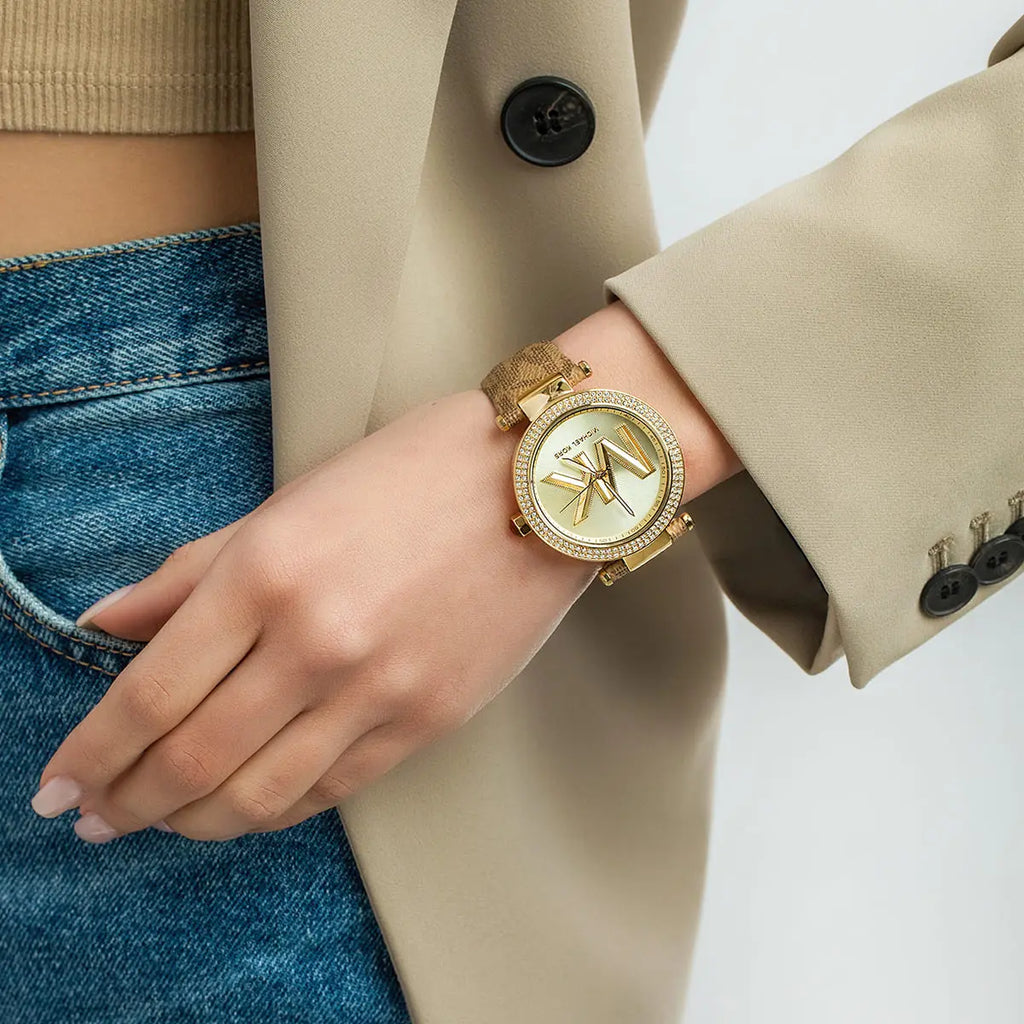 Michael Kors Parker Three Hand Gold Dial Brown Leather Strap Watch For Women - MK2973 Buy Now By Michael Kors