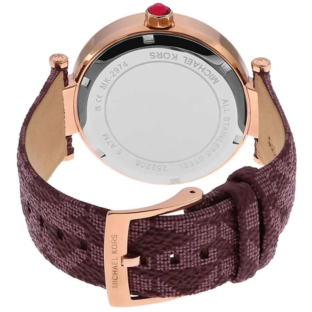 Michael Kors Parker Rose Gold Dial Maroon Leather Strap Watch For Women - MK2974 Buy Now By Michael Kors