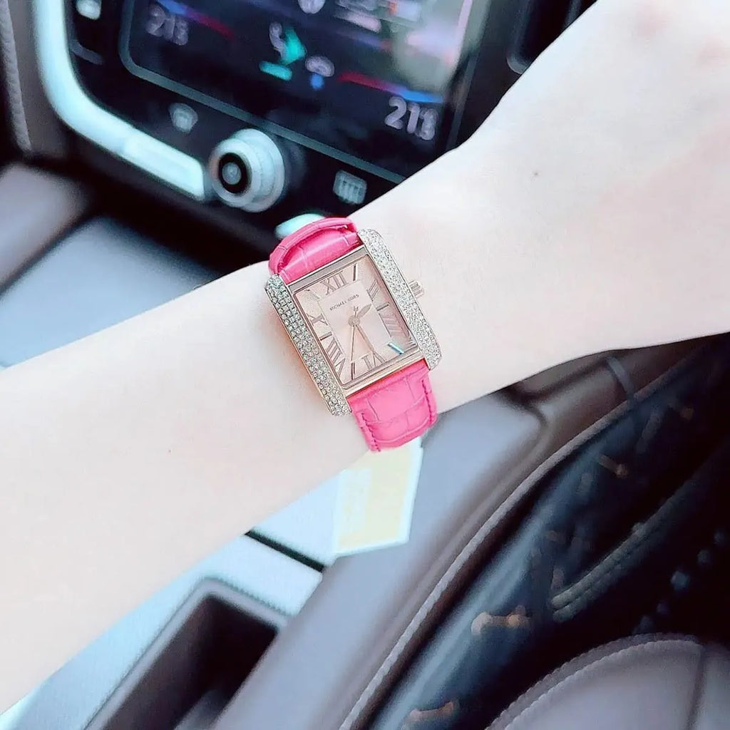 Michael Kors Emery Quartz Diamonds Rose Gold Dial Pink Leather Strap Watch For Women - MK2984 Buy Now By Michael Kors