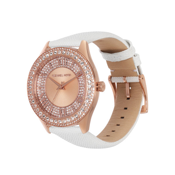 Michael Kors Harlowe Analog Rose Gold Dial White Leather Strap Watch For Women - MK2989 Buy Now By Michael Kors