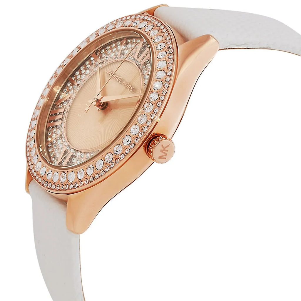 Michael Kors Harlowe Analog Rose Gold Dial White Leather Strap Watch For Women - MK2989 Buy Now By Michael Kors