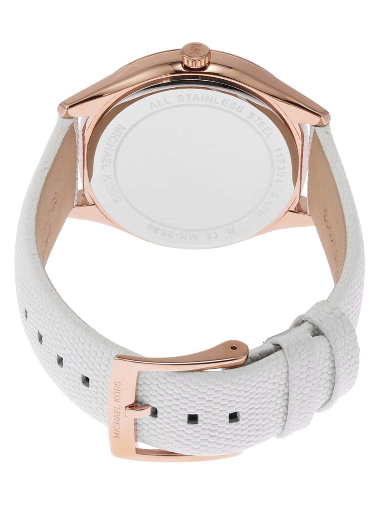Michael Kors Harlowe Analog Rose Gold Dial White Leather Strap Watch For Women - MK2989 Buy Now By Michael Kors