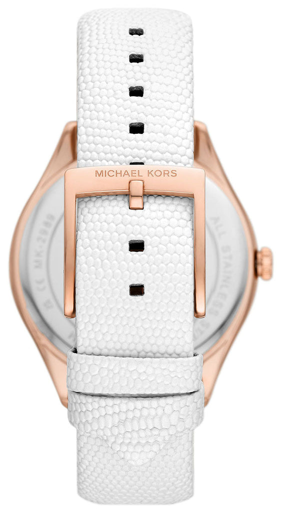 Michael Kors Harlowe Analog Rose Gold Dial White Leather Strap Watch For Women - MK2989 Buy Now By Michael Kors