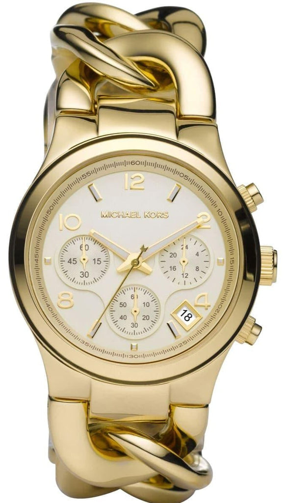 Michael Kors Runway Twist Gold Dial Gold Stainless Steel Strap Watch for Women - MK3131 Buy Now By Michael Kors