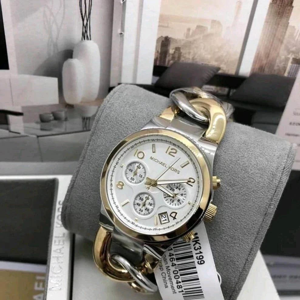Michael Kors Runway White Dial Two Tone Steel Strap Watch for Women - MK3199 Buy Now By Michael Kors