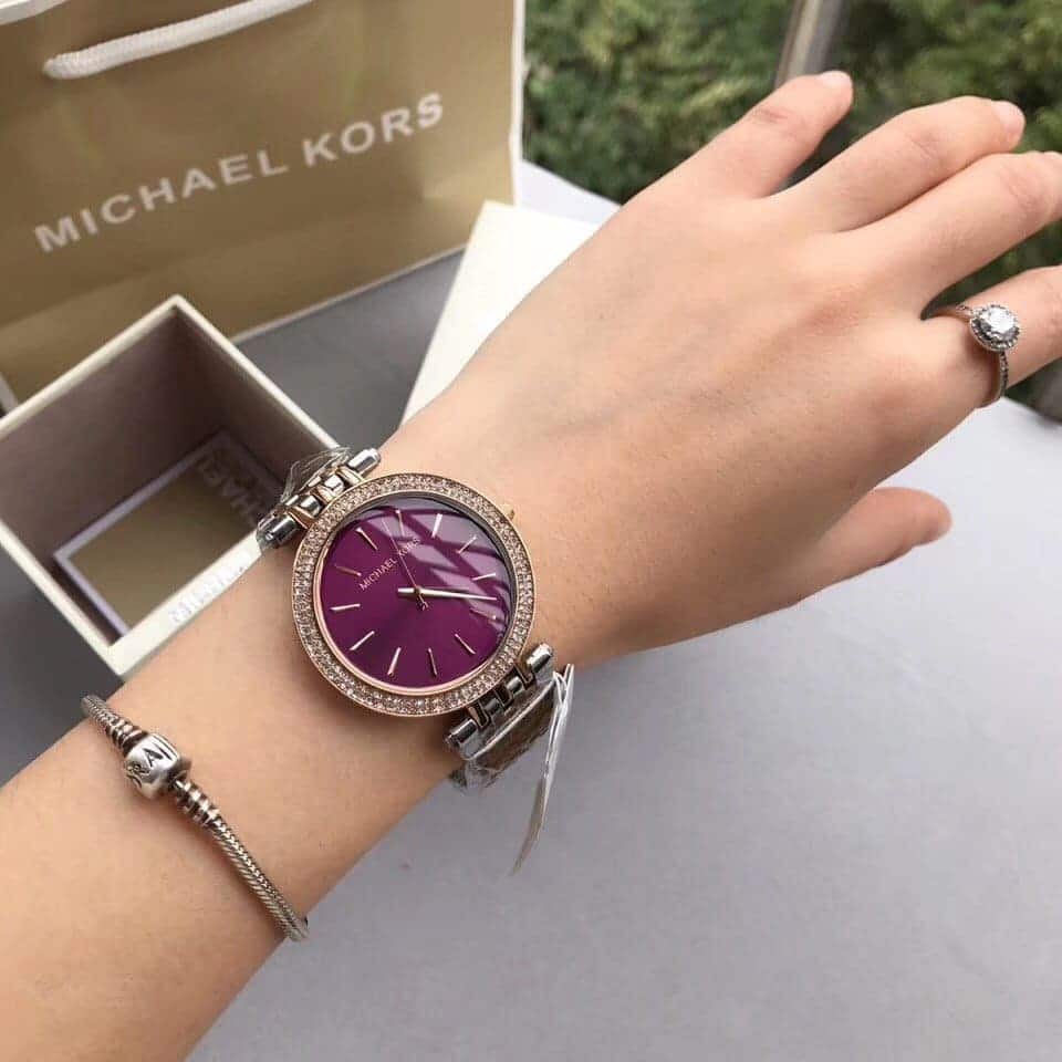 Michael Kors Darci Purple Dial Two Tone Steel Strap Watch for Women - MK3353 Buy Now By Michael Kors