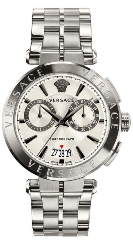 Versace Aion Chronograph White Dial Silver Steel Strap Watch for Men - VBR040017 Buy Now By Versace