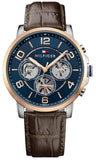 Tommy Hilfiger Keagan Chronograph Blue Dial Brown Leather Strap Watch for Men - 1791290 Buy Now By Tommy Hilfiger