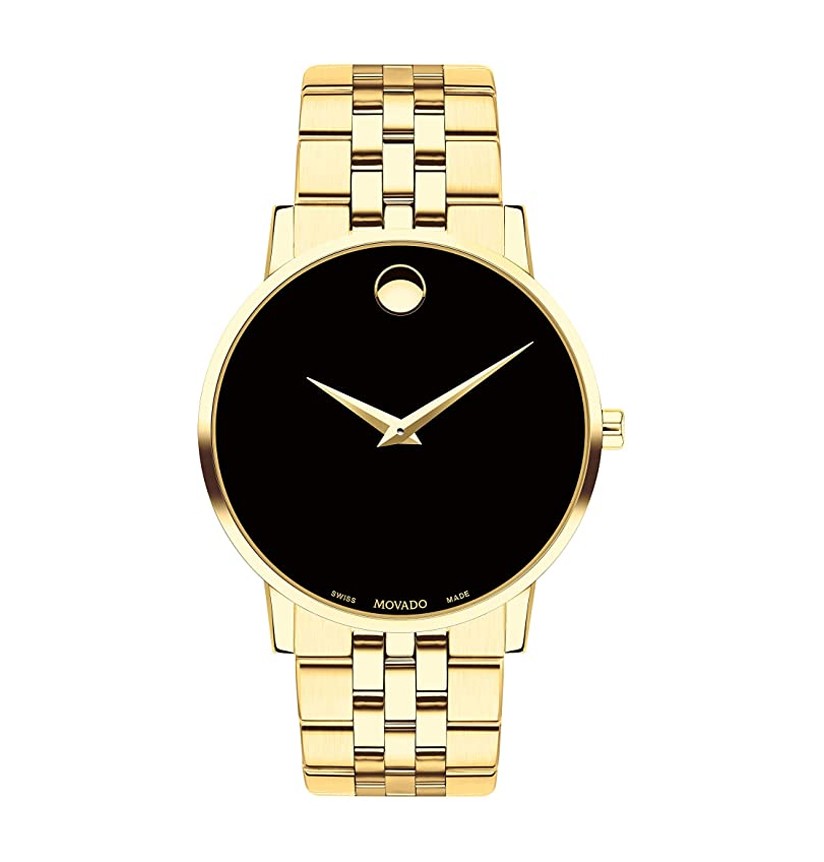 Movado Museum Classic Quartz Black Dial Gold Steel Strap Watch for Men - 0607203 Buy Now By Movado