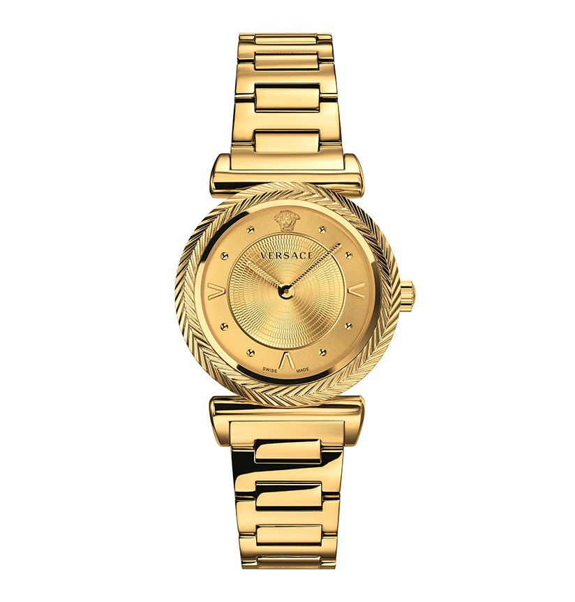 Versace V-Motif Gold Dial Gold Steel Strap Watch for Women - VERE00618 Buy Now By Versace
