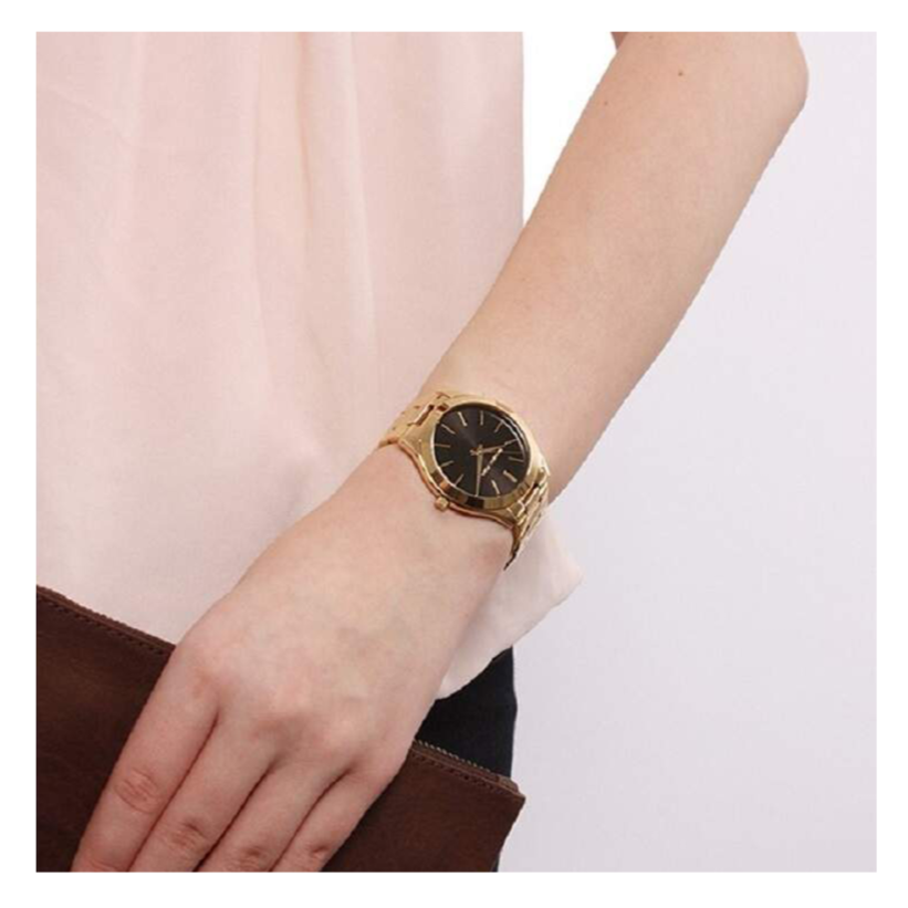 Michael Kors Runway Black Dial Gold Steel Strap Watch for Women - MK3478 Buy Now By Michael Kors