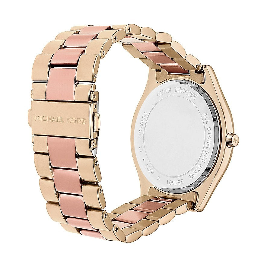 Michael Kors Slim Runway Pink Dial Two Tone Steel Strap Watch for Women - MK3493 Buy Now By Michael Kors