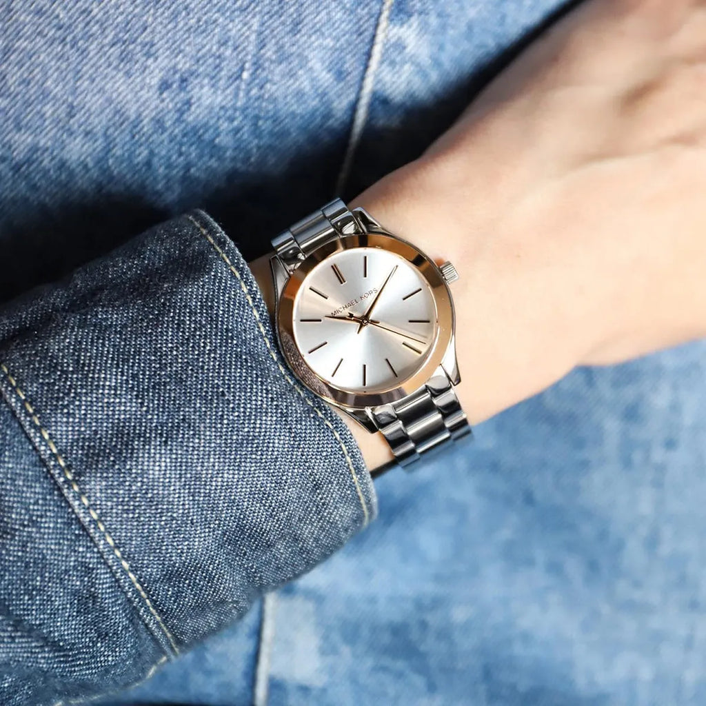 Michael Kors Slim Runway White Dial Two Tone Steel Strap Watch for Women - MK3204 Buy Now By Michael Kors