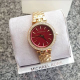 Michael Kors Darci Quartz Mother of Pearl Red Dial Gold Steel Strap Watch For Women - MK3583 Buy Now By Michael Kors