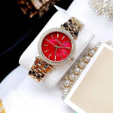 Michael Kors Darci Quartz Mother of Pearl Red Dial Gold Steel Strap Watch For Women - MK3583 Buy Now By Michael Kors