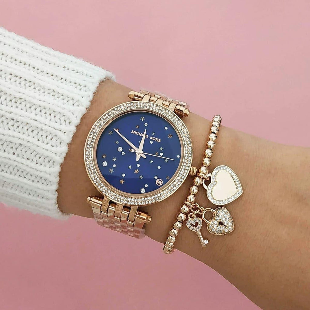 Michael Kors Darci Blue Dial Rose Gold Steel Strap Watch for Women - MK3728 Buy Now By Michael Kors