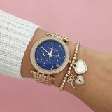 Michael Kors Darci Blue Dial Rose Gold Steel Strap Watch for Women - MK3728 Buy Now By Michael Kors