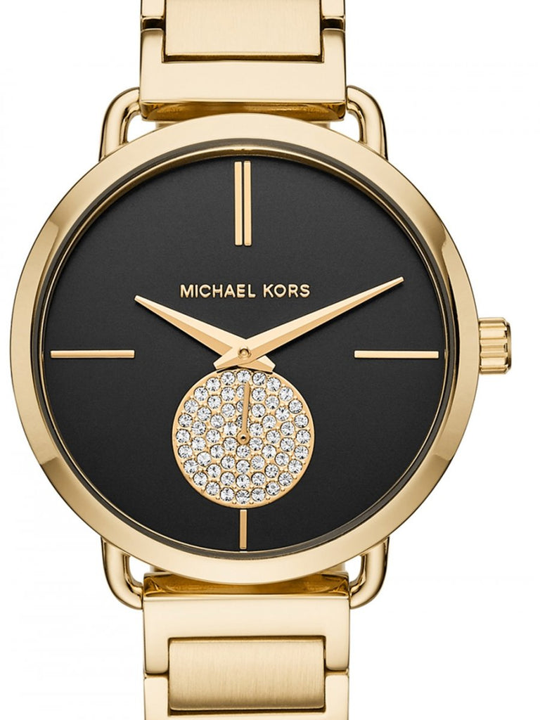Michael Kors Portia Black Dial Gold Steel Strap Watch for Women - MK3788 Buy Now By Michael Kors