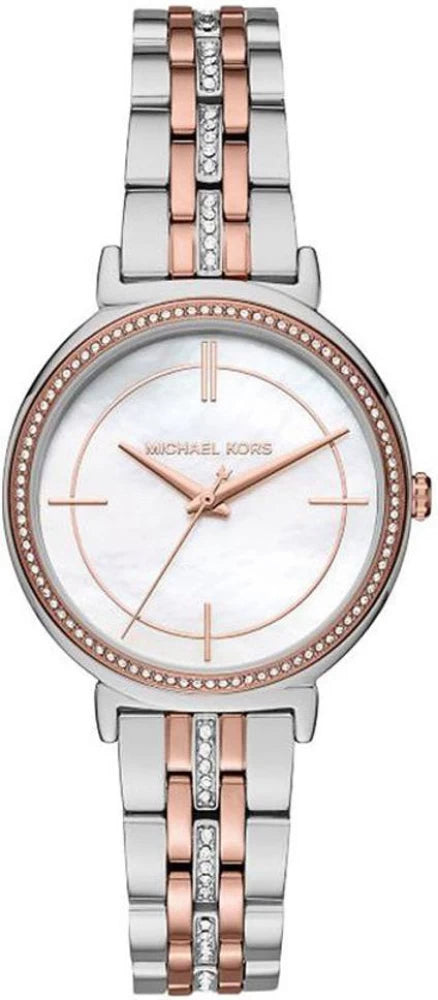 Michael Kors Cinthia Mother of Pearl Dial Two Tone Steel Strap Watch For Women - MK3831 Buy Now By Michael Kors