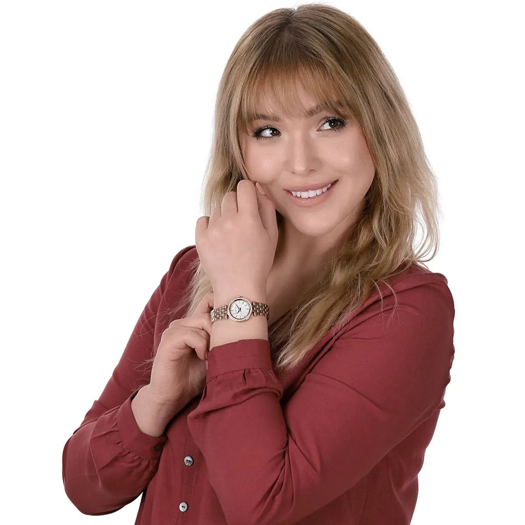 Michael Kors Darci Analog Mother of Pearl Dial Rose Gold Steel Strap Watch For Women - MK3832 Buy Now By Michael Kors