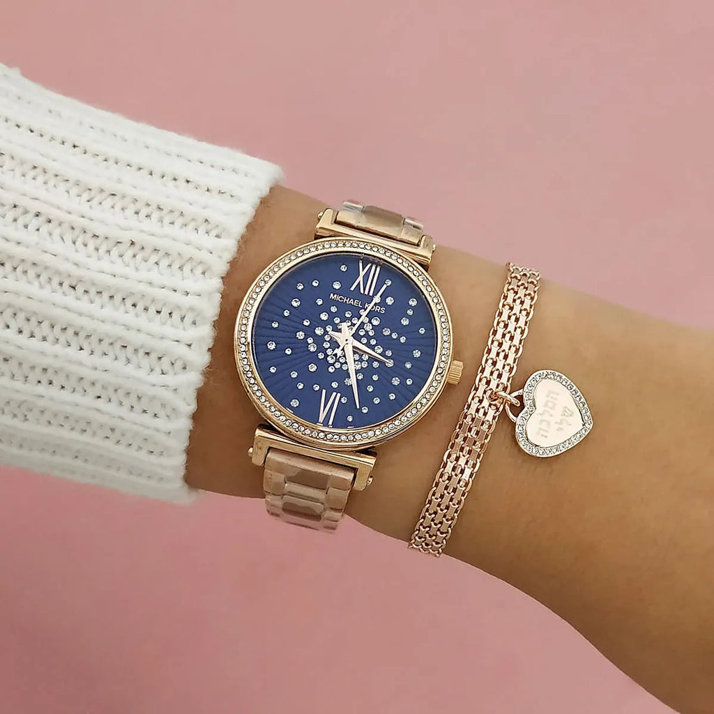 Michael Kors Sofie Analog Quartz Blue Dial Rose Gold Steel Strap Watch For Women - MK3971 Buy Now By Michael Kors