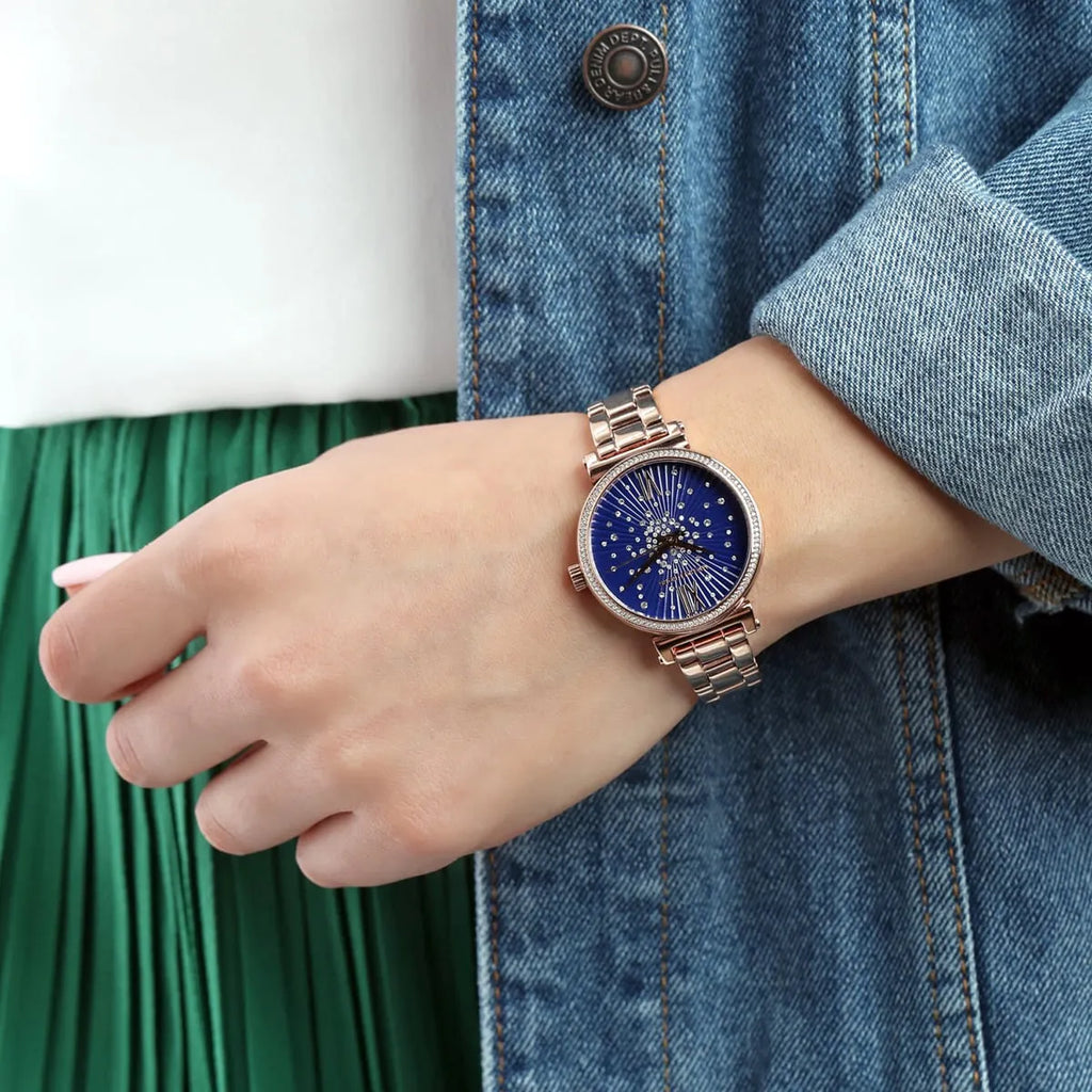 Michael Kors Sofie Analog Quartz Blue Dial Rose Gold Steel Strap Watch For Women - MK3971 Buy Now By Michael Kors